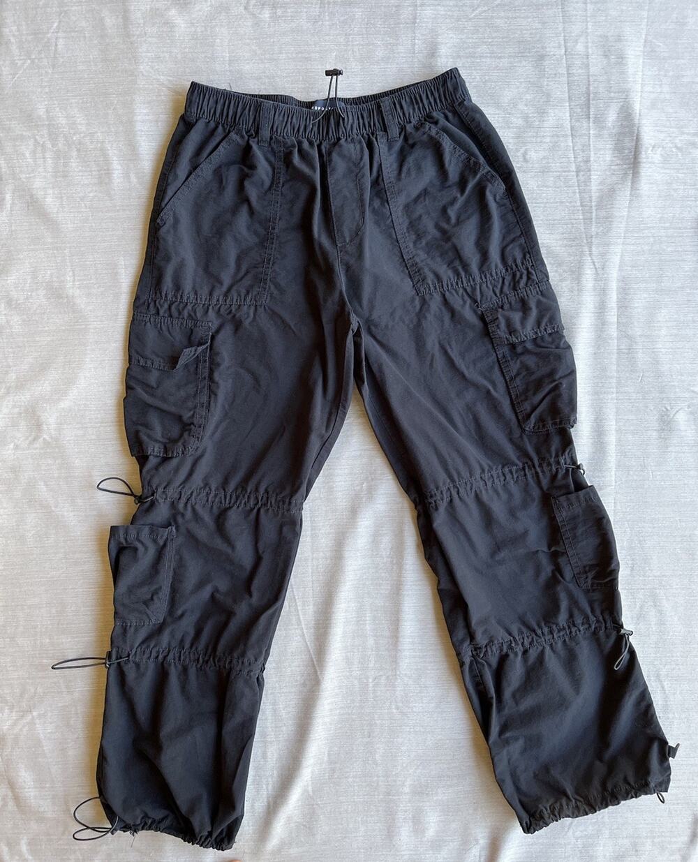 Aeropostale Parachute Cargo Pants S Black Baggy Utility Y2K Gorpcore Drawstring